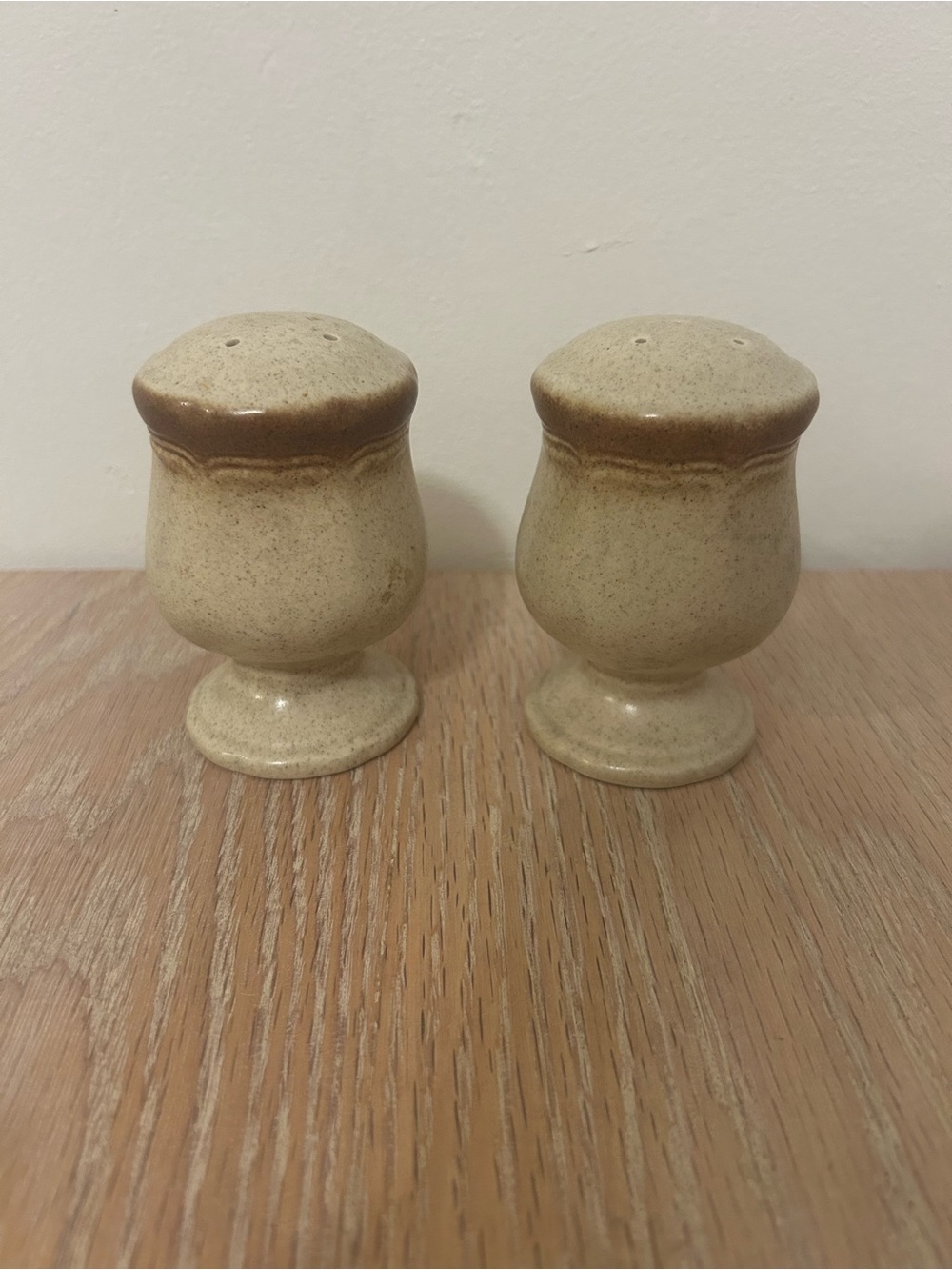 Mikasa Two-Tone Cream and Brown Ceramic Salt & Pepper Shakers